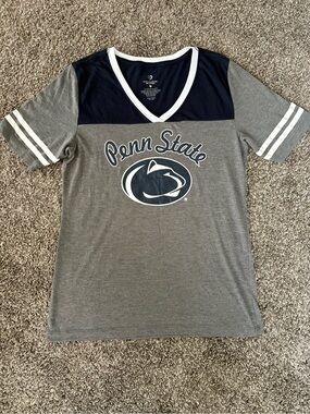 Colosseum Grey & Navy Women's Penn State V-Neck Tee